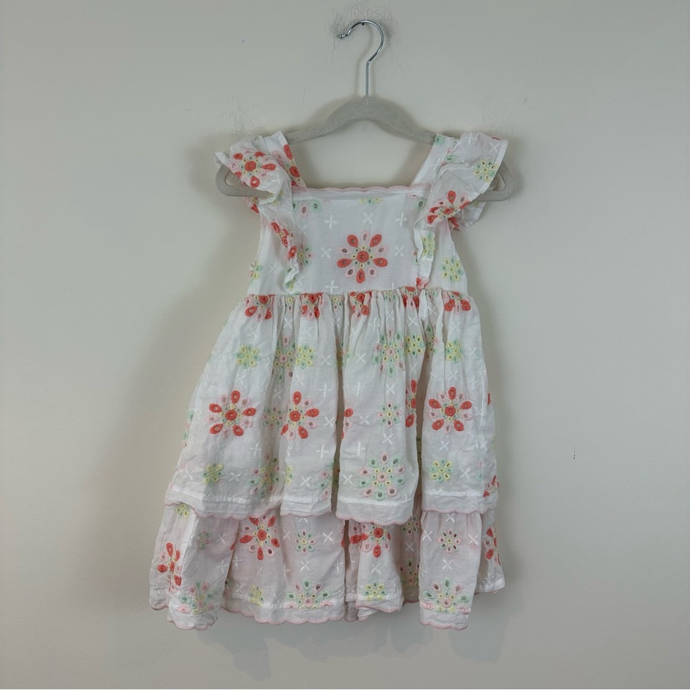 Cupcakes and Cashmere White Tiered Eyelet Dress with Floral Embroidery Size 5T
